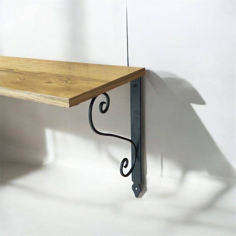 شلف دیواری چوبی با پایه فرفورژه RM130