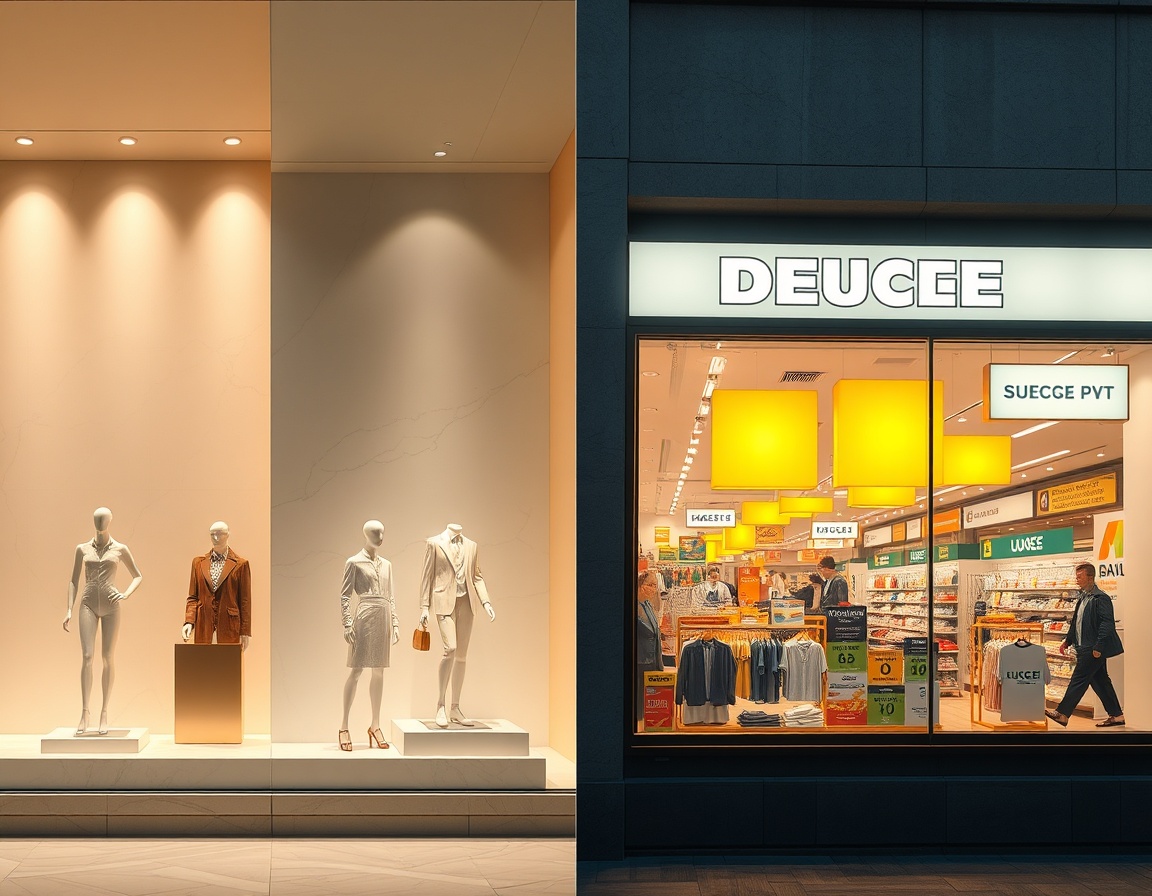 مقایسه طراحی ویترین در برندهای لوکس و فروشگاه‌های زنجیره‌ای اقتصادی