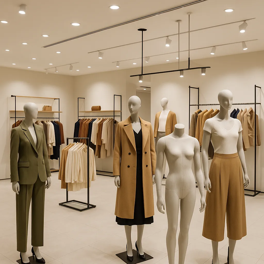 چیدمان بوتیک با رگال لباس و نورپردازی برای افزایش - رگال محمدی